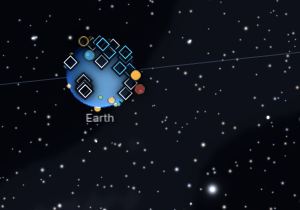 Earth surrounded by clustered company markers